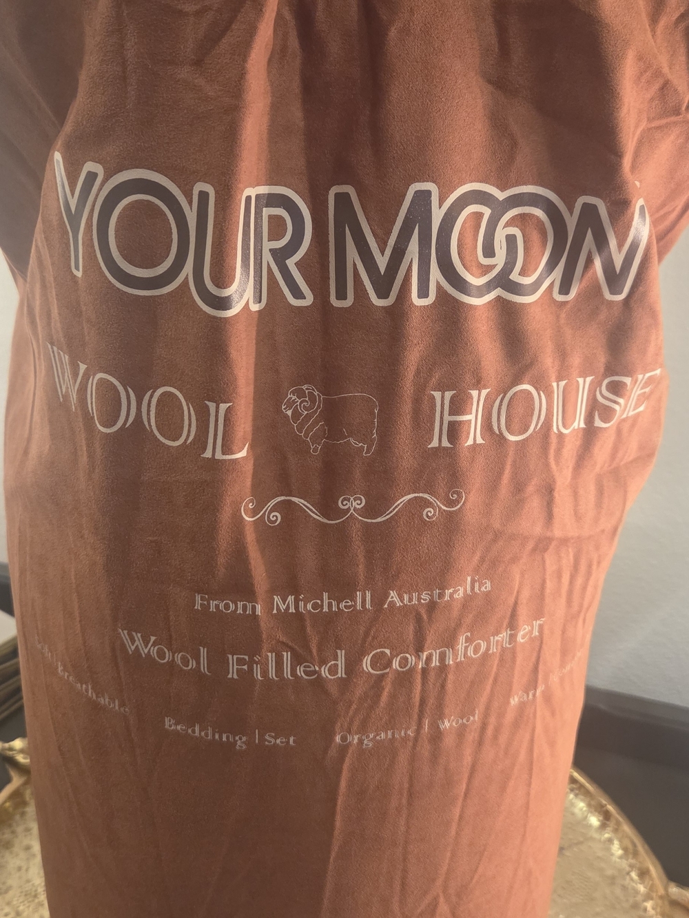 YOUR MOON Wool Filled Comforter Cover in Rust. Twin Size